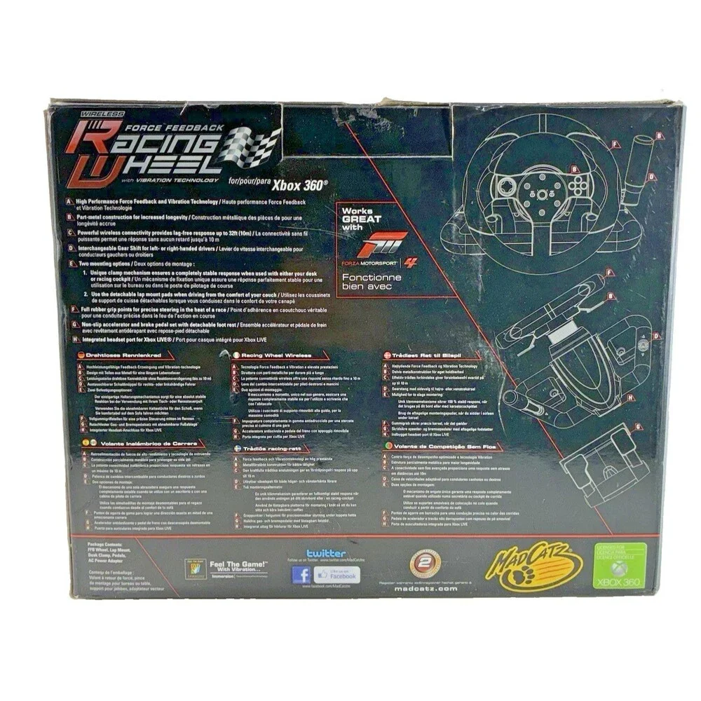 Mad Catz Wireless Force Feedback Racing Wheel & Pedals in Original Box Tested